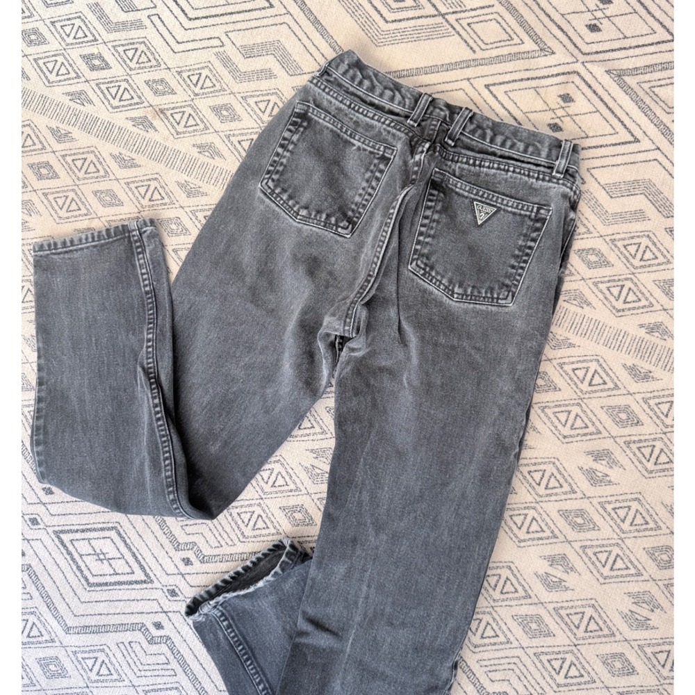 Vintage Guess Jeans Womens 26 Faded Black High Rise Straight Leg Denim 90s